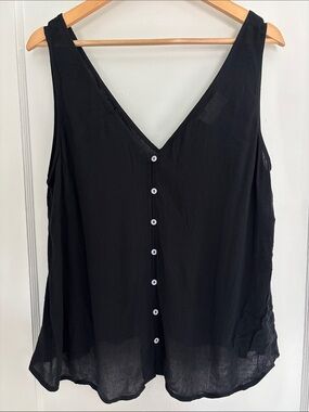 ASOS Curve Black V-Neck Button-Front Women's Tank Top in black size 12